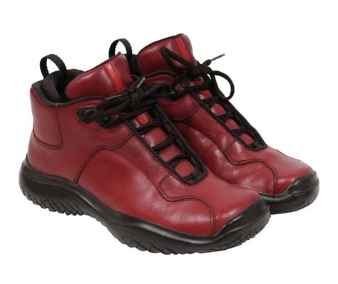 Prada Chunky Derby Red Leather Hiking Boot AW99 